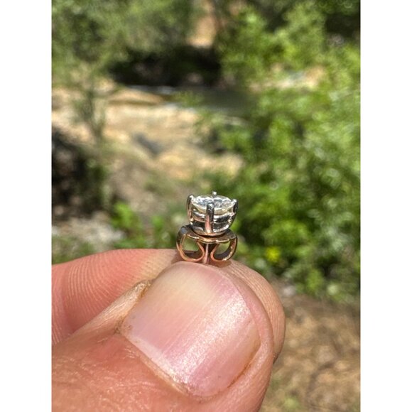 Vintage 1/4 carat Diamond 14k White Gold Earring SINGLE - Great Mens Man Earring - Picture 4 of 8